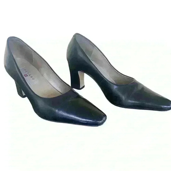 Pesaro Shoes - Pesaro Lenore Woman’s Size 8.5 Lucy Black Leather Slip On Pumps Brazilian made